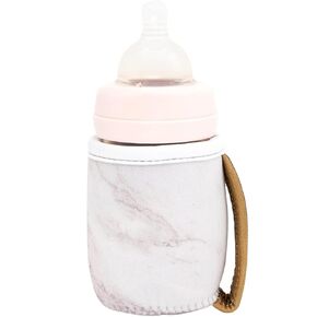 4oz to 5oz Baby Glass Bottle Sleeve Reusable with Handle Neoprene Holder Moisture, Non-Slip Grip Insulator Covers for Medella Avent Bottle (A – Standard, Rose Gold Marble)