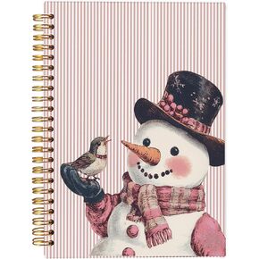 Pink Christmas Notebook, Sowman Sowflake Christmas Journal, Winter Gifts for Women, Christmas Office Gifts, Christmas Composition Notebook, Pink Christmas Spiral Notebook 5.5x8.3 Inch
