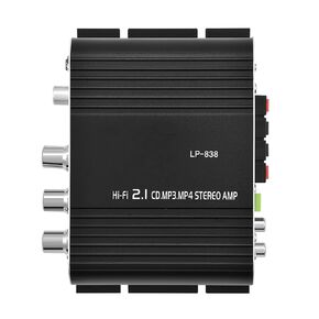 Mini HiFi 2.1, Car Home Audio Power Amplifier Lp 838 Stereo Bass Auto Mini Amplifier for Digital Amp Silver (Black)