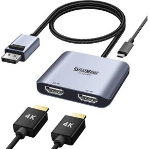 DisplayPort to Dual HDMI Adapter (4K@60Hz) DP to HDMI Splitter for Dual Monitors Extended Display MST Display Port to HDMI 1 in 2 Out Hub for PC, Laptop