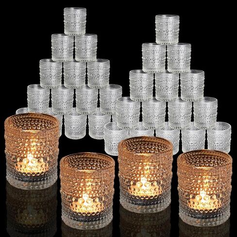 36 Pack Votive Candle Holders, Stylish Clear Glass Tealight Candle Holders for Ambience & Romance, Home Decor and Holiday Decor, Table Centerpiece, Christmas by KUKLIPJIM in Saudi Arabia