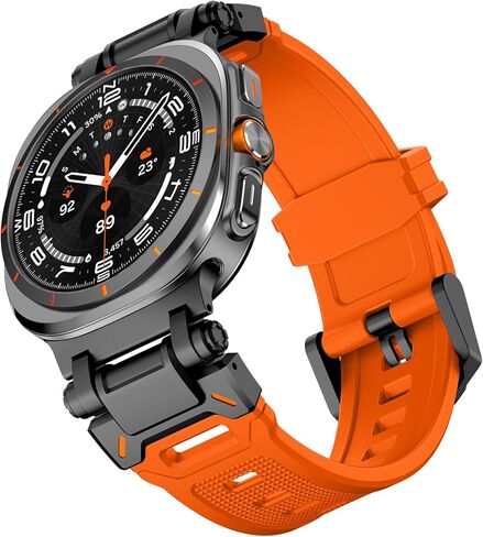 FULLIFE متوافق مع ملحقات Samsung Galaxy Watch Ultra Bands 47 مم للرجال والنساء، وأربطة مطاطية من السيليكون لموصل معدني من الفولاذ المقاوم للصدأ بدون فجوة لساعة Galaxy Watch 7 Ultra (2024) in Kuwait