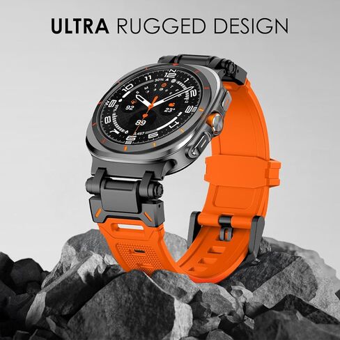FULLIFE متوافق مع ملحقات Samsung Galaxy Watch Ultra Bands 47 مم للرجال والنساء، وأربطة مطاطية من السيليكون لموصل معدني من الفولاذ المقاوم للصدأ بدون فجوة لساعة Galaxy Watch 7 Ultra (2024) in Kuwait