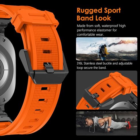 FULLIFE متوافق مع ملحقات Samsung Galaxy Watch Ultra Bands 47 مم للرجال والنساء، وأربطة مطاطية من السيليكون لموصل معدني من الفولاذ المقاوم للصدأ بدون فجوة لساعة Galaxy Watch 7 Ultra (2024) in Kuwait