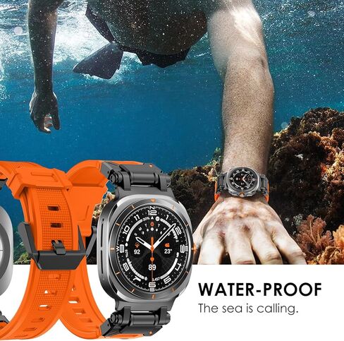 FULLIFE متوافق مع ملحقات Samsung Galaxy Watch Ultra Bands 47 مم للرجال والنساء، وأربطة مطاطية من السيليكون لموصل معدني من الفولاذ المقاوم للصدأ بدون فجوة لساعة Galaxy Watch 7 Ultra (2024) in Kuwait