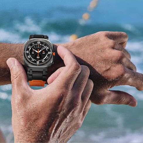 FULLIFE متوافق مع ملحقات Samsung Galaxy Watch Ultra Bands 47 مم للرجال والنساء، وأربطة مطاطية من السيليكون لموصل معدني من الفولاذ المقاوم للصدأ بدون فجوة لساعة Galaxy Watch 7 Ultra (2024) in Kuwait