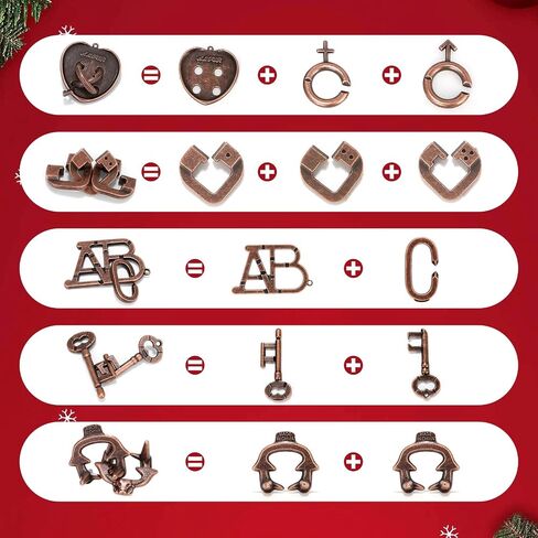 24 Pcs Brain Teaser Puzzles for Adults - Metal Puzzles 3D Puzzle Game Toys for Adults Teens - Wooden Unlock Interlocking Puzzle Adult IQ Education Puzzle Toys Smart Toys in Kuwait