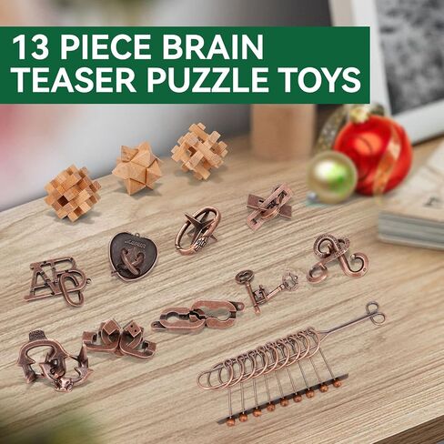 24 Pcs Brain Teaser Puzzles for Adults - Metal Puzzles 3D Puzzle Game Toys for Adults Teens - Wooden Unlock Interlocking Puzzle Adult IQ Education Puzzle Toys Smart Toys in Kuwait