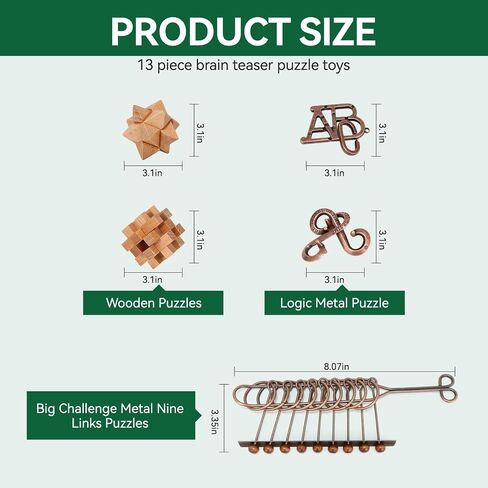 24 Pcs Brain Teaser Puzzles for Adults - Metal Puzzles 3D Puzzle Game Toys for Adults Teens - Wooden Unlock Interlocking Puzzle Adult IQ Education Puzzle Toys Smart Toys in Kuwait