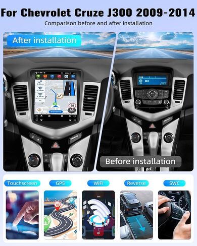 Android 13 Car Stereo Radio Audio for Chevrolet Cruze J300 2009-2014, 9.7" Vertical Touch Screen Car Player with Bluetooth,FM,WiFi, GPS,Mirror Link, Subwoofer,EQ,Dual USB + Backup Camera/Mic/CANBUS in Saudi Arabia