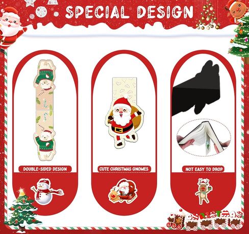 Christmas Page Markers,12 Christmas Gnomes Reading Book Marks,Assorted Xmas Graduation Gifts Book Page Clip,Cute Bookmarks for Kids School Home Reading Office Stationery Winter Holiday in Kuwait