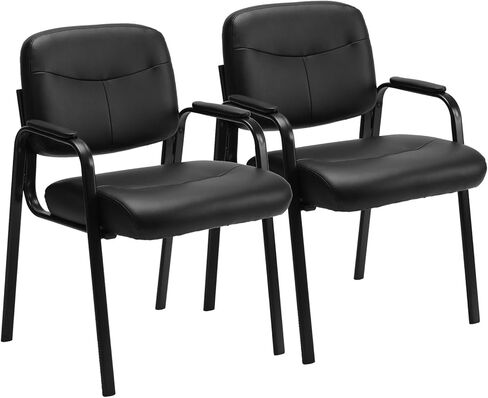 Sweetcrispy Office Guest Chair, Leather Stationary Waiting Room Chairs No Wheels with Padded Arms for Elderly Desk Conference Room Lobby Table Side Salon in Saudi Arabia
