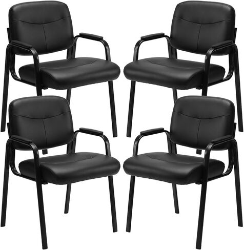 Sweetcrispy Office Guest Chair, Leather Stationary Waiting Room Chairs No Wheels with Padded Arms for Elderly Desk Conference Room Lobby Table Side Salon in Saudi Arabia