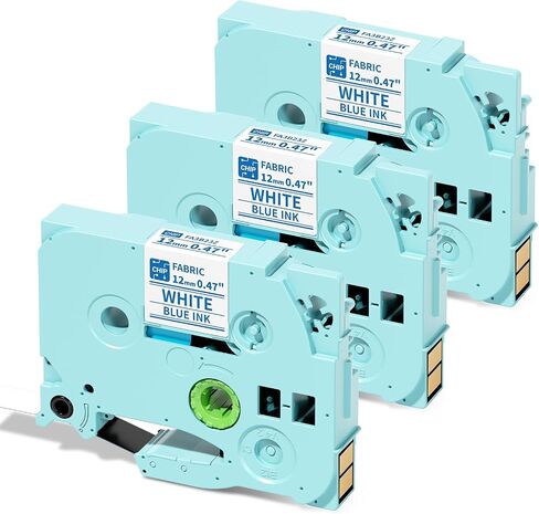 Compatible Iron-on Clothing Label Tape Replacement for Brother TZe-FA3 TZeFA3 Fabric Tape Blue on White 12mm Work for Vixic D210S H1100 D480BT P780BT P3200 P Touch PTD400 PTD210 PT-1280 Label Makers in Saudi Arabia