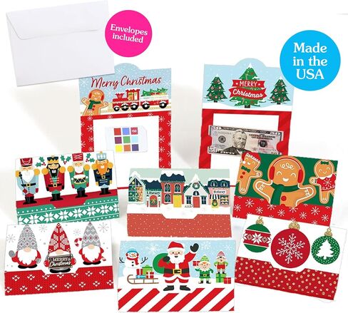 Big Dot of Happiness Merry Christmas Cards - Assorted Holiday Money and Gift Card Holders - Set of 8 in Saudi Arabia