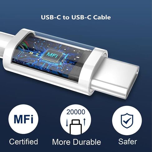 كتلة شاحن USB C مزدوج 20 وات مع كابل USB C إلى USB C بطول 6 أقدام و10 أقدام لهاتف iPhone 16 Pro Max/ 16 Plus/i Phone 15 وiPad Pro 13 بوصة 12.9 بوصة 11 بوصة M4/Air 6th M2/5th/4th/Mini 6 8.3- بوصة/ الجيل العاشر 10.9 بوصة، عبوة واحدة in Saudi Arabia