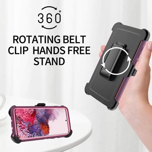 Case with Belt-Clip Holster for Galaxy S21 Ultra, Drop Full Body Rugged Shock Dust Proof Military Protective Tough Phone Cover Heavy Duty for SGalaxy S21 Ultra(Hot Pink/White) in Saudi Arabia