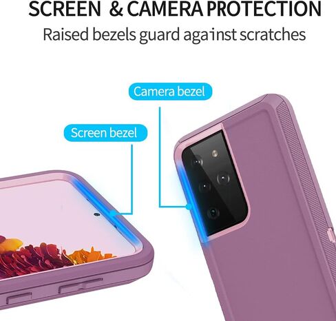 Case with Belt-Clip Holster for Galaxy S21 Ultra, Drop Full Body Rugged Shock Dust Proof Military Protective Tough Phone Cover Heavy Duty for SGalaxy S21 Ultra(Hot Pink/White) in Saudi Arabia