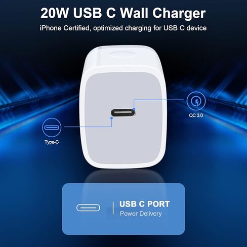 كتلة USB C، شاحن حائط Sicodo سريع الشحن من النوع C لهاتف iPhone 15 14 13 12 SE 11 X Pro Max، Plus، Mini، Samsung Galaxy S23 S22 Ultra S22 S21 S20 Z Flip Z Fold Note 20، Google Pixel 7، USB C Box in Kuwait