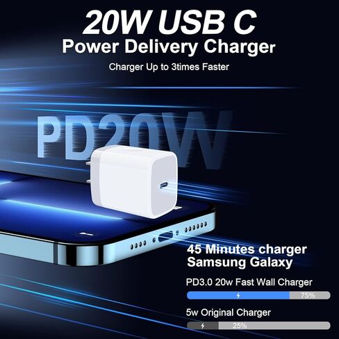كتلة USB C، شاحن حائط Sicodo سريع الشحن من النوع C لهاتف iPhone 15 14 13 12 SE 11 X Pro Max، Plus، Mini، Samsung Galaxy S23 S22 Ultra S22 S21 S20 Z Flip Z Fold Note 20، Google Pixel 7، USB C Box in Kuwait