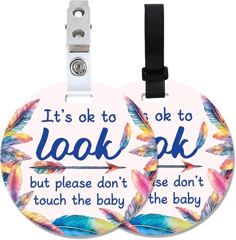 PLIGREAT 2 Pack Sloth Please Look Dont Touch Baby Signs Stop Touching Baby Car Seat Signs or Stroller Tags for Newborn Baby Girls Boys Baby Car Safety Signs with Hanging Strap and Clip in Saudi Arabia