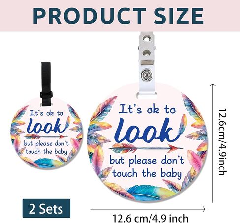 PLIGREAT 2 Pack Sloth Please Look Dont Touch Baby Signs Stop Touching Baby Car Seat Signs or Stroller Tags for Newborn Baby Girls Boys Baby Car Safety Signs with Hanging Strap and Clip in Saudi Arabia