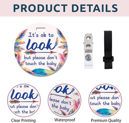 PLIGREAT 2 Pack Sloth Please Look Dont Touch Baby Signs Stop Touching Baby Car Seat Signs or Stroller Tags for Newborn Baby Girls Boys Baby Car Safety Signs with Hanging Strap and Clip in Saudi Arabia