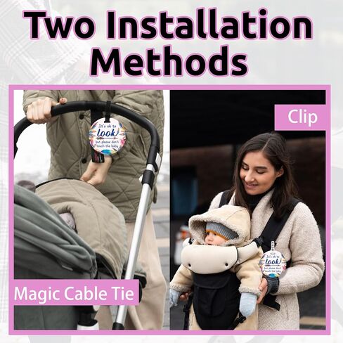 PLIGREAT 2 Pack Sloth Please Look Dont Touch Baby Signs Stop Touching Baby Car Seat Signs or Stroller Tags for Newborn Baby Girls Boys Baby Car Safety Signs with Hanging Strap and Clip in Saudi Arabia