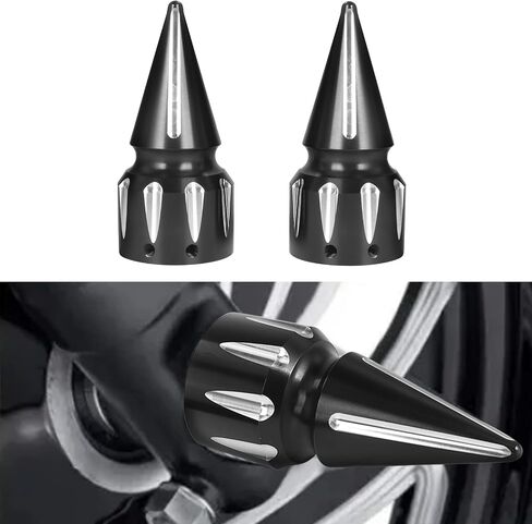 CNC Spike Front Axle Nut Covers Caps Compatible for Harley Touring Street Glide Fat Boy Road King Trike Iron 883 Electra Glide Tri Glide Dyna 2008-later Chrome in Kuwait