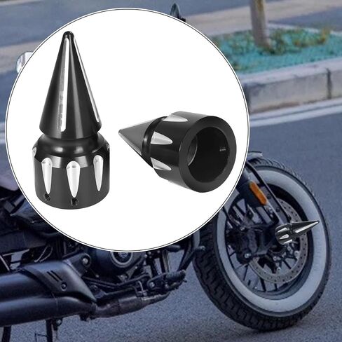CNC Spike Front Axle Nut Covers Caps Compatible for Harley Touring Street Glide Fat Boy Road King Trike Iron 883 Electra Glide Tri Glide Dyna 2008-later Chrome in Kuwait