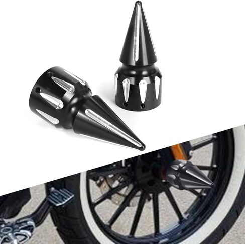 CNC Spike Front Axle Nut Covers Caps Compatible for Harley Touring Street Glide Fat Boy Road King Trike Iron 883 Electra Glide Tri Glide Dyna 2008-later Chrome in Kuwait