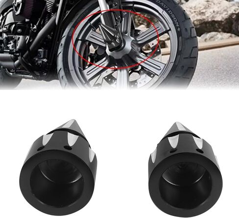CNC Spike Front Axle Nut Covers Caps Compatible for Harley Touring Street Glide Fat Boy Road King Trike Iron 883 Electra Glide Tri Glide Dyna 2008-later Chrome in Kuwait