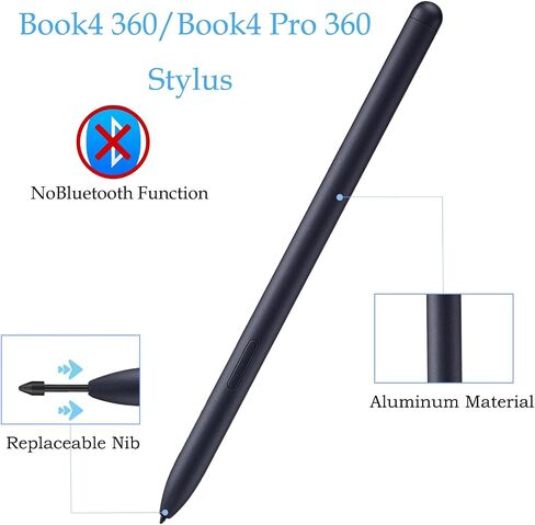 قلم Galaxy Book4 360 / Book4 Pro 360 S بديل لقلم Samsung Galaxy Book4 360 S، قلم Book4 Pro 360 Stylus متوافق مع قلم Samsung Galaxy Book4 Pro 360 (بدون بلوتوث) + 5 سن (أسود) in Saudi Arabia