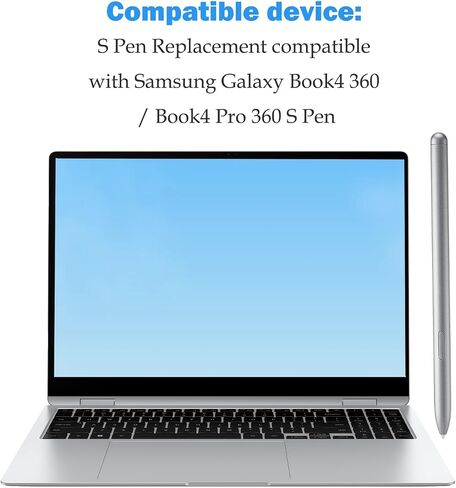 قلم Galaxy Book4 360 / Book4 Pro 360 S بديل لقلم Samsung Galaxy Book4 360 S، قلم Book4 Pro 360 Stylus متوافق مع قلم Samsung Galaxy Book4 Pro 360 (بدون بلوتوث) + 5 سن (أسود) in Saudi Arabia