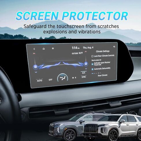 واقي شاشة متوافق مع ملحقات Hyundai Palisade 2023 2024، شاشة حماية من الزجاج المقسى مقاس 12.3 بوصة للملاحة GPS ومضادة للخدش ورقائق معلومات ترفيهية شفافة عالية الدقة in Saudi Arabia