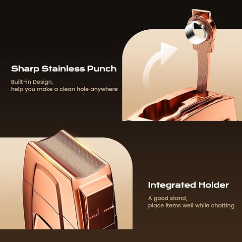 All-in-One Torch Lighter with Windproof Dual Jet Flame, Built-in Punch, Holder, Exquisite Accessories Gift, Rose Gold Butane Lighters for Candles, Trip, Outdoors (Butane not Included) in Saudi Arabia