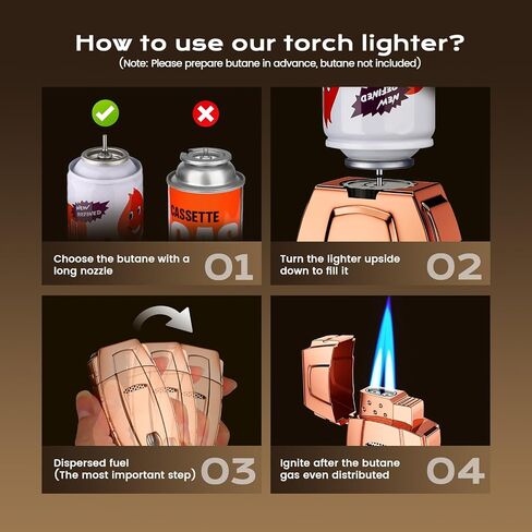 All-in-One Torch Lighter with Windproof Dual Jet Flame, Built-in Punch, Holder, Exquisite Accessories Gift, Rose Gold Butane Lighters for Candles, Trip, Outdoors (Butane not Included) in Saudi Arabia