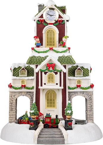 COSIEST Christmas Village House, Christmas Candy House and Trees, 10.4" H Size Polyresin, Lighted LED and Music, Christmas Collectible Buildings Decoration for Indoor Room (Batteries NOT Included) in Saudi Arabia