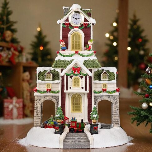 COSIEST Christmas Village House, Christmas Candy House and Trees, 10.4" H Size Polyresin, Lighted LED and Music, Christmas Collectible Buildings Decoration for Indoor Room (Batteries NOT Included) in Saudi Arabia