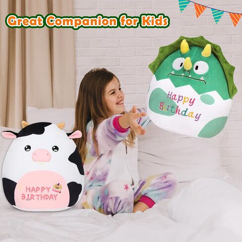Easfan Pink Flamingo Plush Pillow Cute Stuffed Animal Cuddly Soft Toys Happy Birthday Gifts Plush Pal for Kids Girls Adults, 13-Inch in Saudi Arabia
