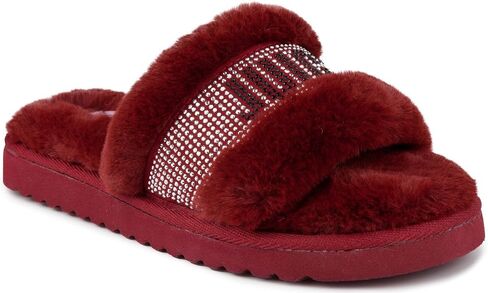Juicy Couture Women's Slide Sandals With Faux Fur Slipper Sandals, Furry Slides, Womens Slip On Slippers-Eldoris 2-Mauve Small in Saudi Arabia