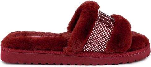 Juicy Couture Women's Slide Sandals With Faux Fur Slipper Sandals, Furry Slides, Womens Slip On Slippers-Eldoris 2-Mauve Small in Saudi Arabia