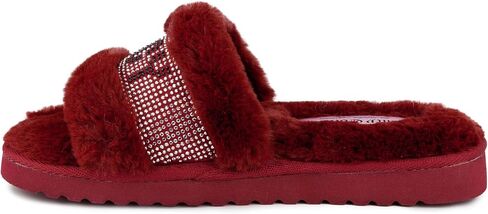 Juicy Couture Women's Slide Sandals With Faux Fur Slipper Sandals, Furry Slides, Womens Slip On Slippers-Eldoris 2-Mauve Small in Saudi Arabia