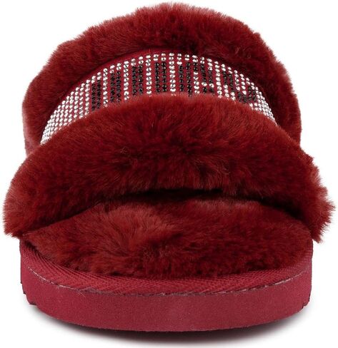 Juicy Couture Women's Slide Sandals With Faux Fur Slipper Sandals, Furry Slides, Womens Slip On Slippers-Eldoris 2-Mauve Small in Saudi Arabia