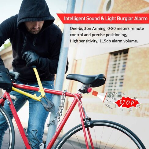 ONVIAN Rechargeable Bike Alarm with Wireless Remote, Motion Sensor Alarm for E-Bike Motorcycle Bicycle Scooter Car, Volume Adjustable Motorcycle Alarm Sensitive Motion Detection Security Bike Alarm in Kuwait