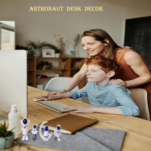 Blue White Astronaut Statue Decor,4 Pcs Astronaut Sculpture Figure Home Decor,Cute Room Decor for Space Themed Room Decorations. in Saudi Arabia