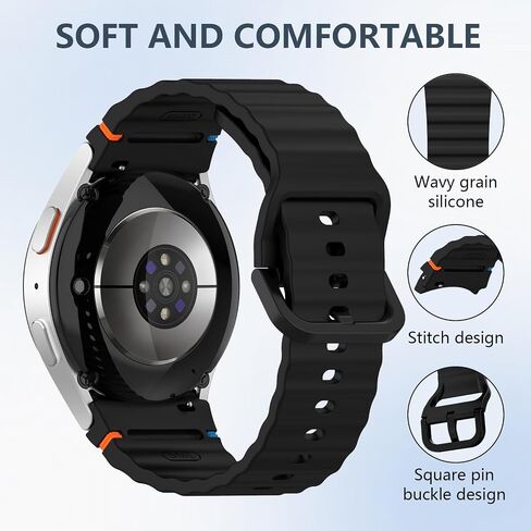 10 Pack No Gap Silicone Sport Bands Compatible for Samsung Galaxy Watch 7/FE/6/5/4 40mm 44mm/Watch 6 Classic 43mm 47mm/Watch 5 Pro 45mm/Watch 4 Classic, Sporty Corrugated Strap Men Women in Kuwait