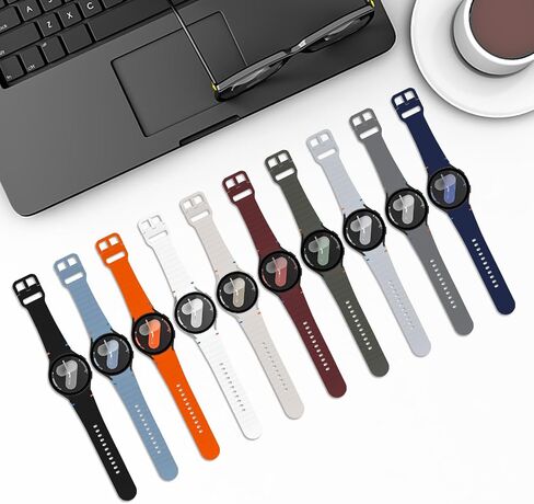 10 Pack No Gap Silicone Sport Bands Compatible for Samsung Galaxy Watch 7/FE/6/5/4 40mm 44mm/Watch 6 Classic 43mm 47mm/Watch 5 Pro 45mm/Watch 4 Classic, Sporty Corrugated Strap Men Women in Kuwait