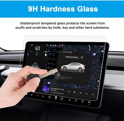 GLASS-M Tesla Model Y Model 3 واقي شاشة من الزجاج المقسى، شاشة لمس مركزية مقاس 15 بوصة تعمل باللمس، واقي شاشة لمس للسيارة [مجموعة سهلة التركيب] [مضاد للخدش بدرجة 9H] [مضاد لبصمات الأصابع] in Kuwait