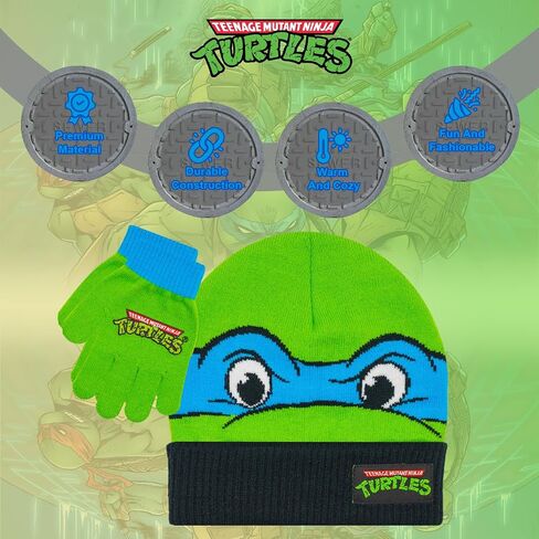 Teenage Mutant Ninja Turtles Boys Winter Hat Ages 4-12 with Winter Gloves – Boys TMNT Winter Hat and Glove Set in Saudi Arabia